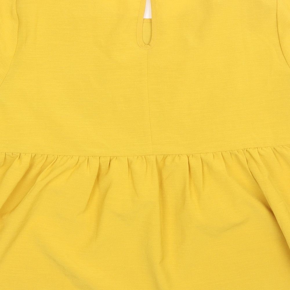SheIn Womens Yellow Floral Polyester Basic Blouse Size XL Round Neck