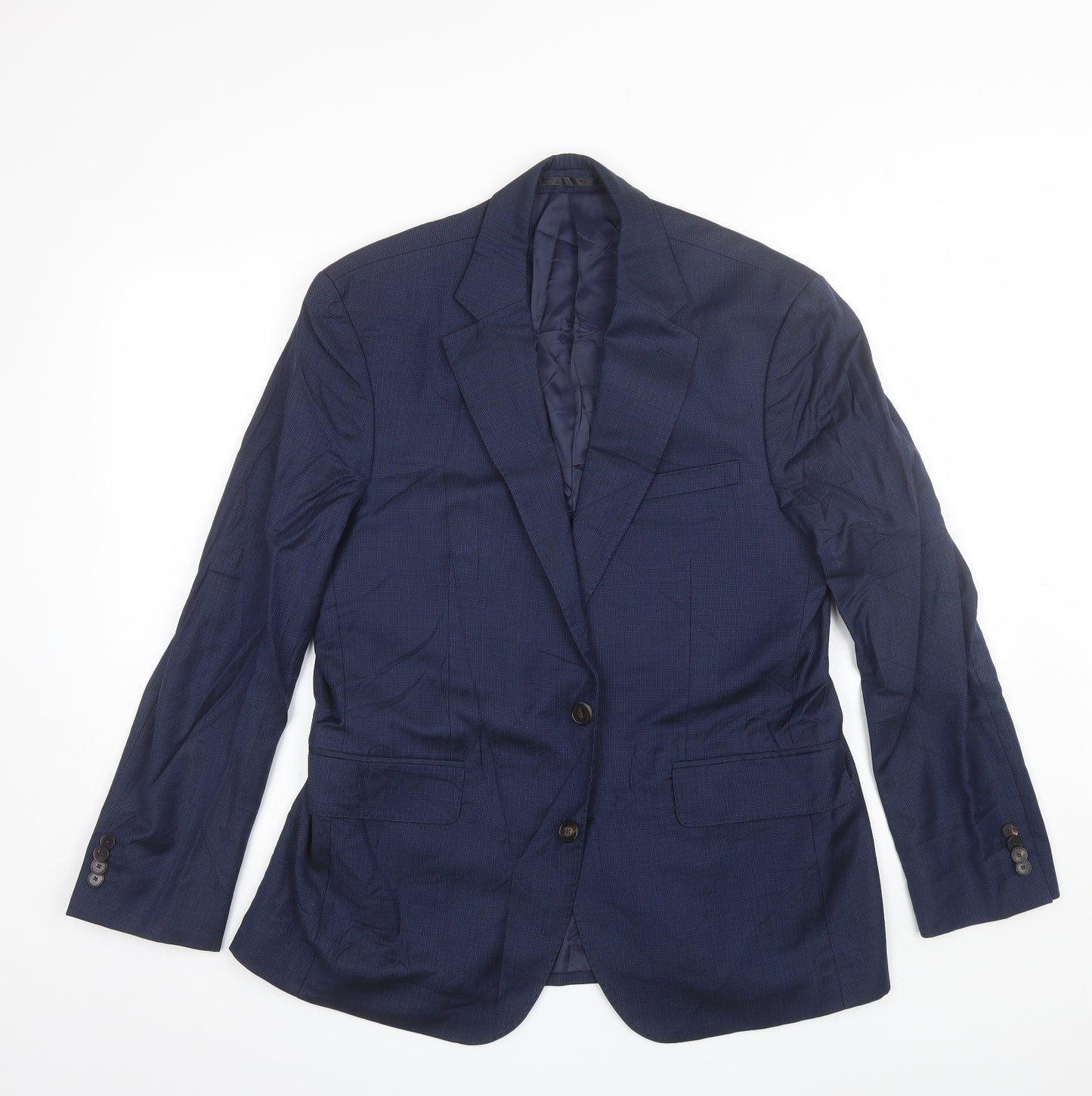 TM LEWIN Mens Blue  Wool Jacket Blazer Size 42   - Size 42s
