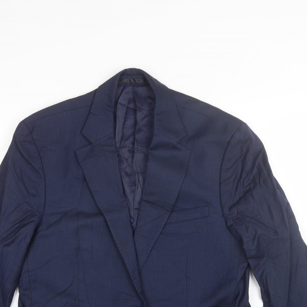 TM LEWIN Mens Blue  Wool Jacket Blazer Size 42   - Size 42s
