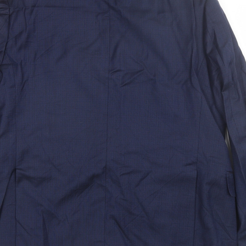 TM LEWIN Mens Blue  Wool Jacket Blazer Size 42   - Size 42s