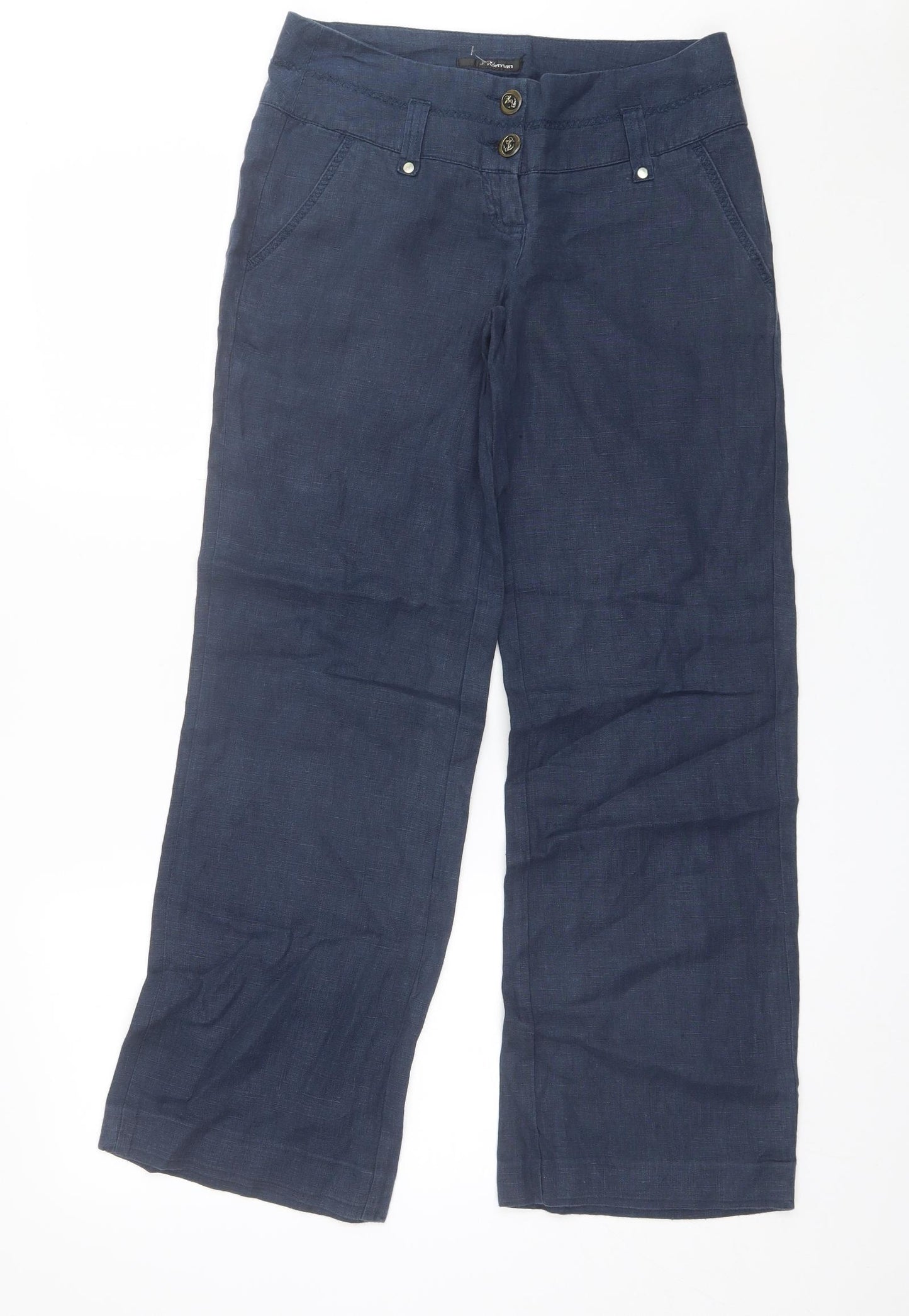 Jane Norman Womens Blue  Linen Trousers  Size 8 L29 in Regular