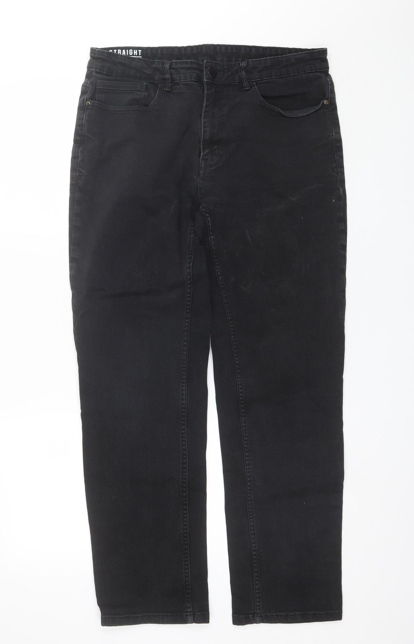 George Mens Black  Cotton Straight Jeans Size 36 L29 in Regular
