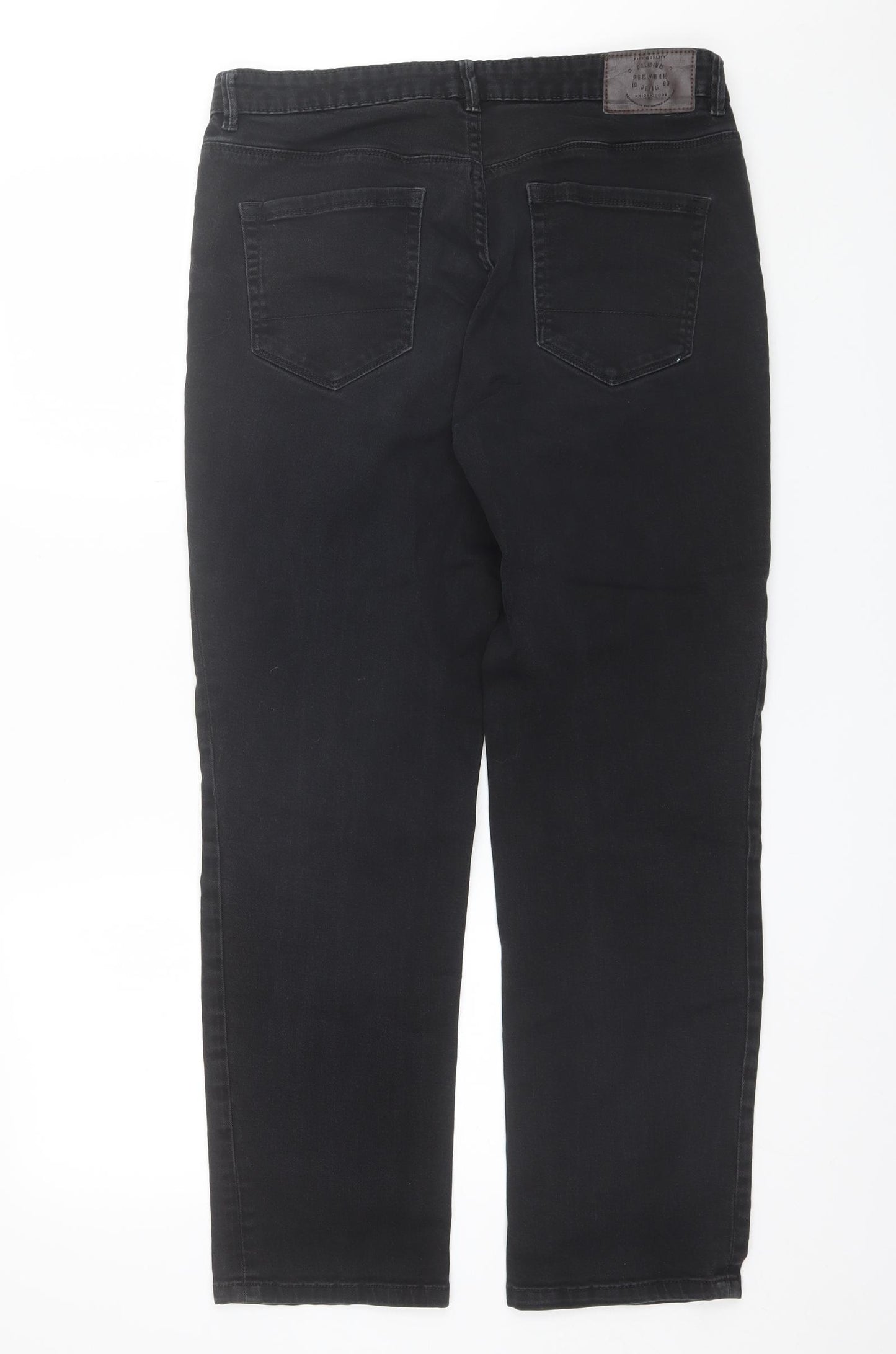George Mens Black  Cotton Straight Jeans Size 36 L29 in Regular