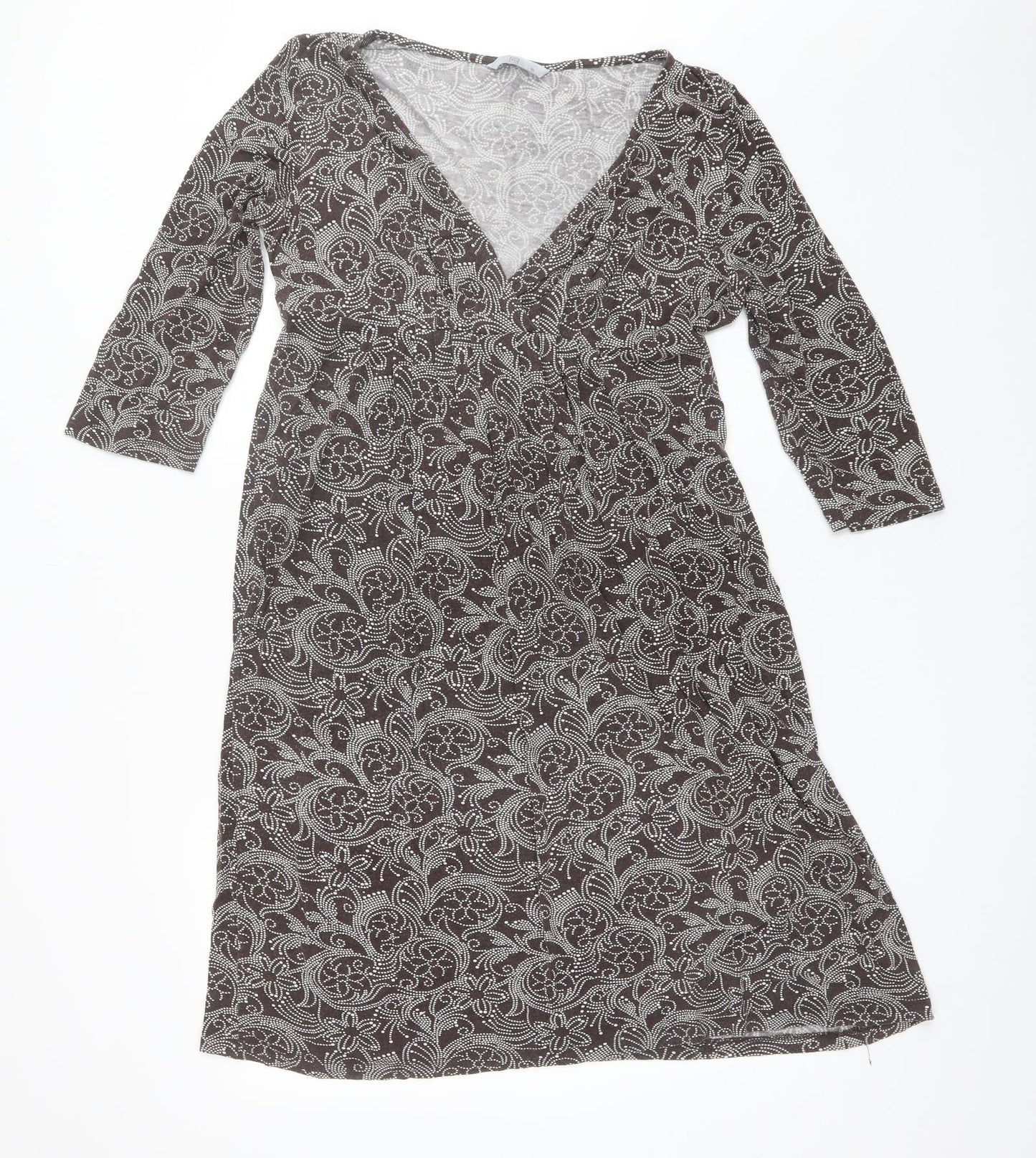 TU Womens Brown Floral Viscose Wrap Dress  Size 16  V-Neck