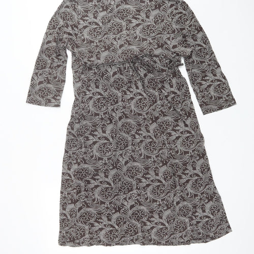 TU Womens Brown Floral Viscose Wrap Dress  Size 16  V-Neck