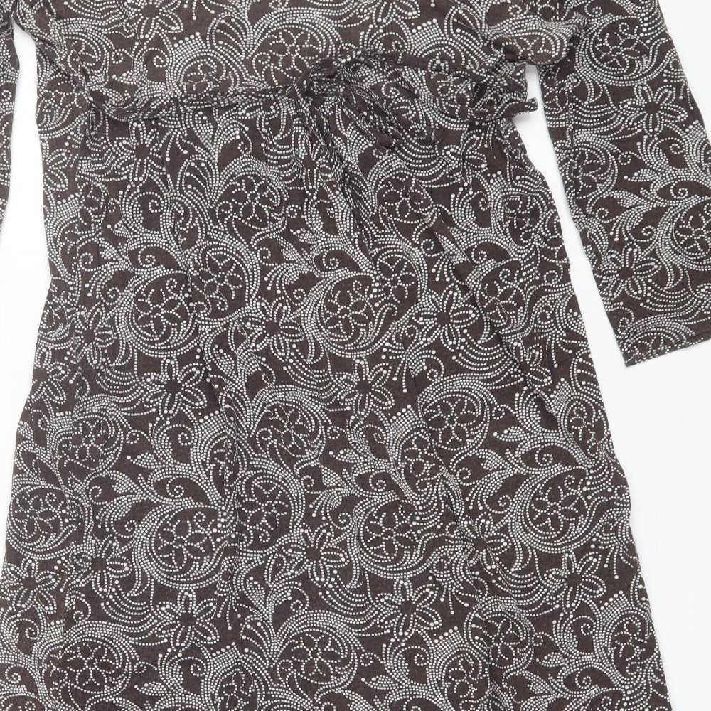TU Womens Brown Floral Viscose Wrap Dress  Size 16  V-Neck