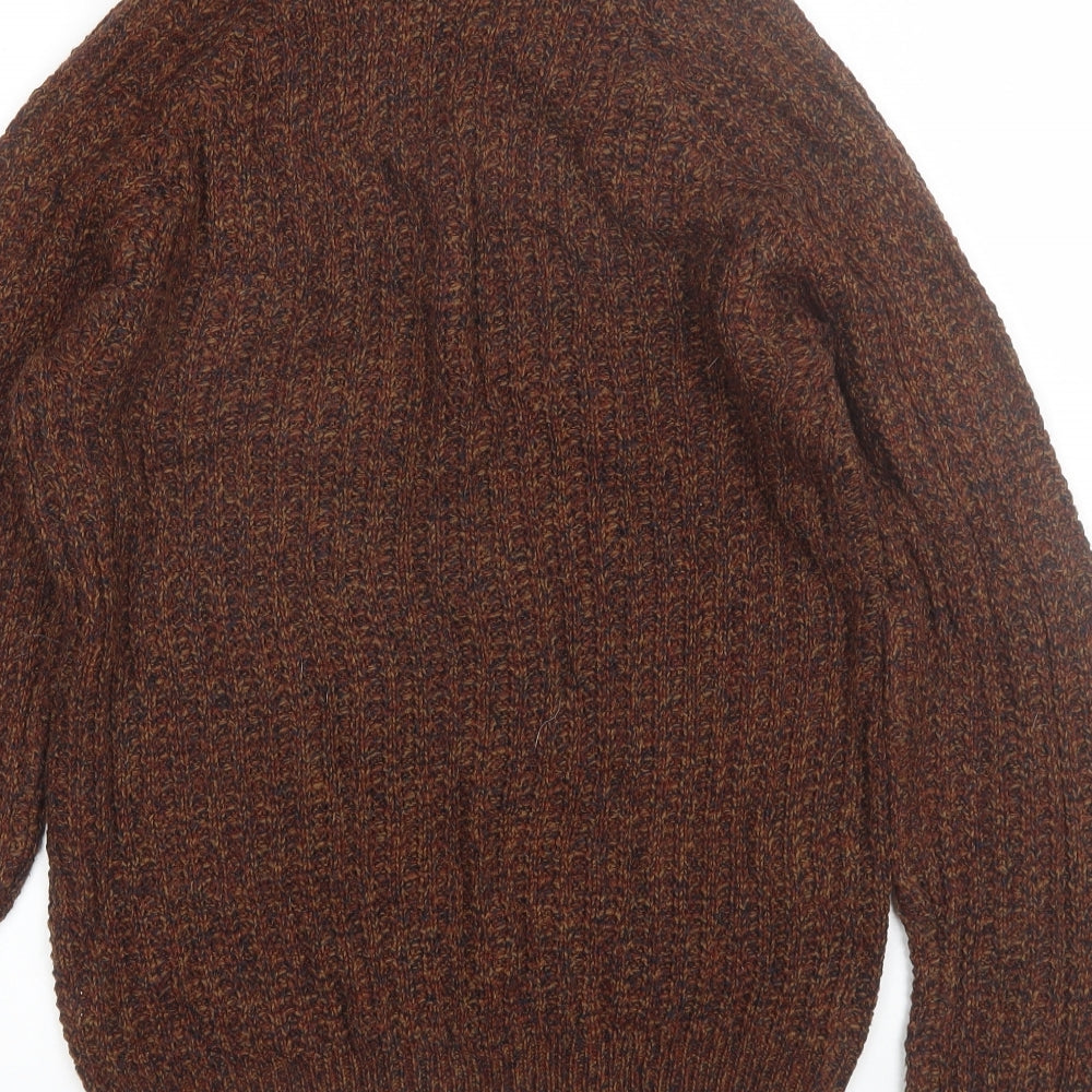 Cedar Wood State Mens Brown Round Neck  Acrylic Pullover Jumper Size S