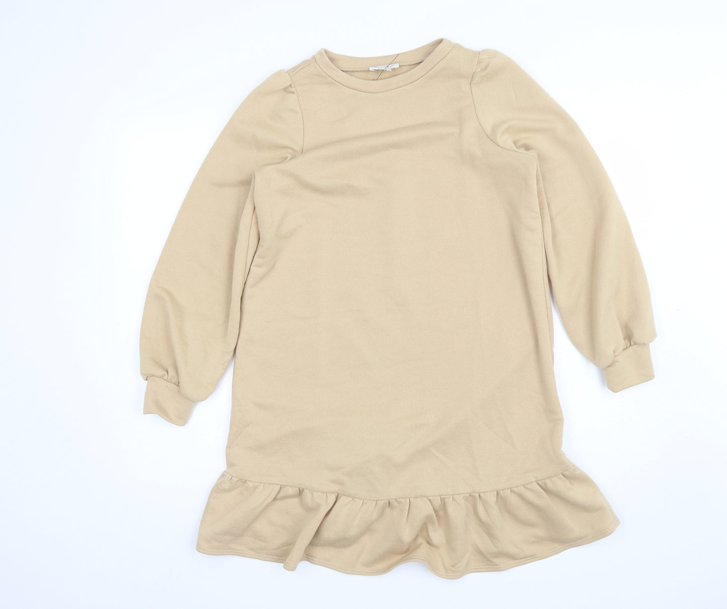 Miss Selfridge Womens Beige  Polyester Jumper Dress  Size 8  Round Neck