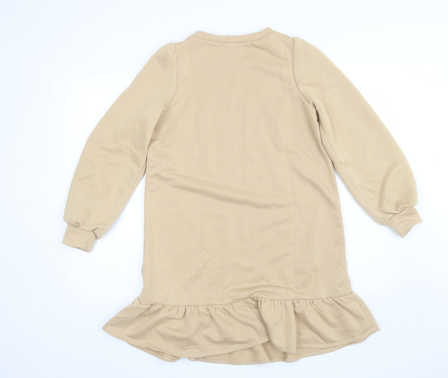 Miss Selfridge Womens Beige  Polyester Jumper Dress  Size 8  Round Neck