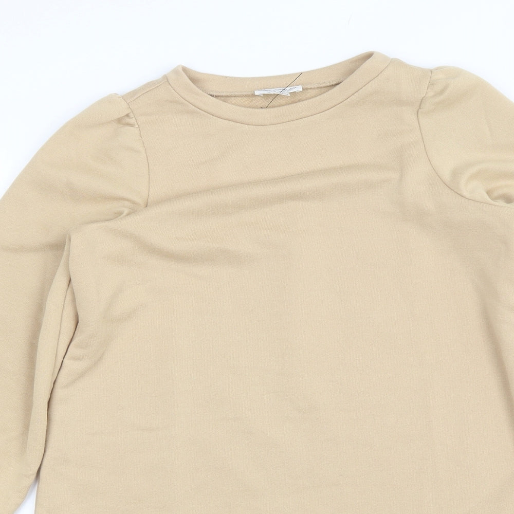 Miss Selfridge Womens Beige  Polyester Jumper Dress  Size 8  Round Neck