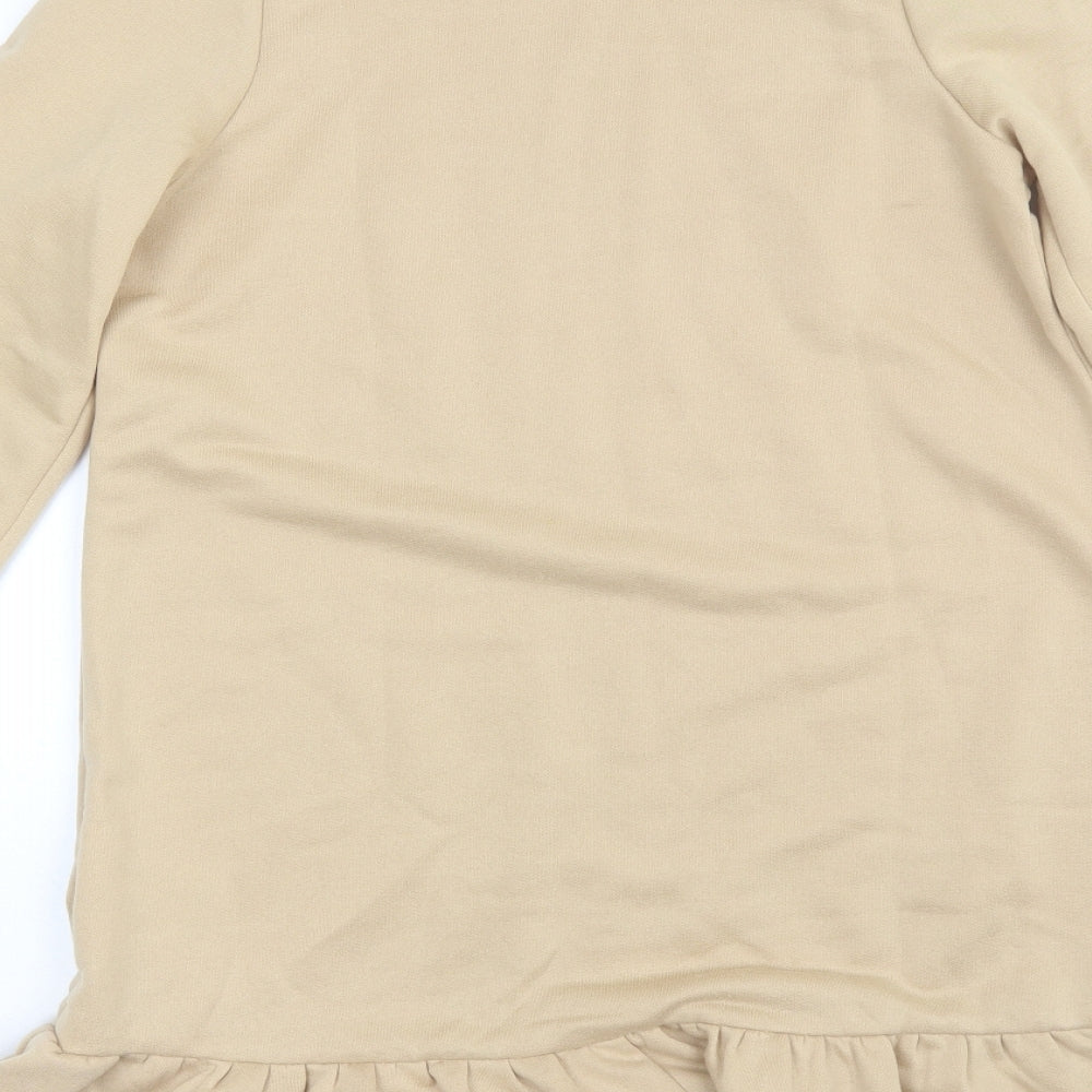 Miss Selfridge Womens Beige  Polyester Jumper Dress  Size 8  Round Neck