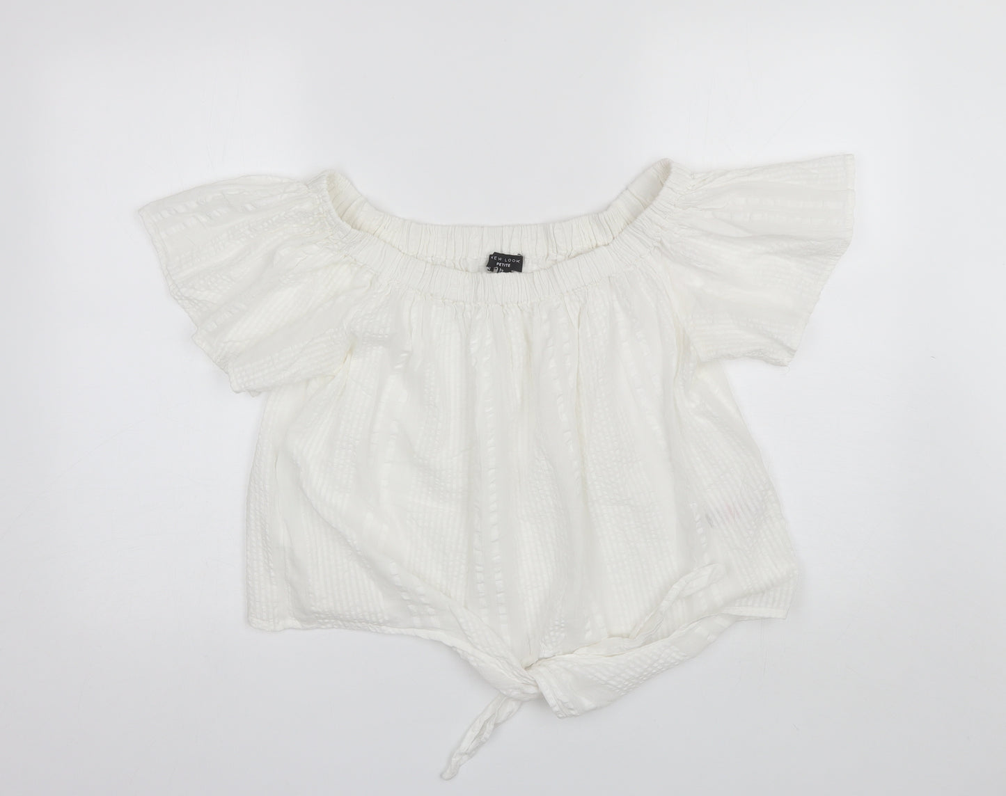 New Look Womens White  Cotton Basic Blouse Size 12 Off the Shoulder