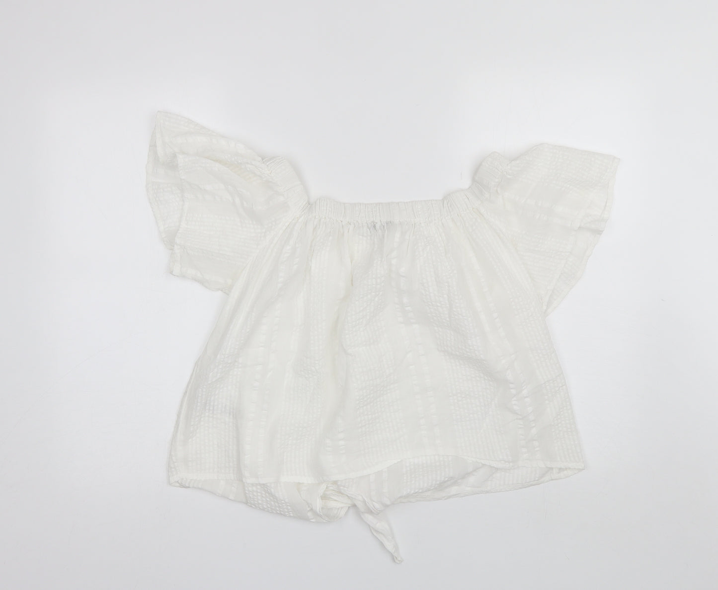 New Look Womens White  Cotton Basic Blouse Size 12 Off the Shoulder