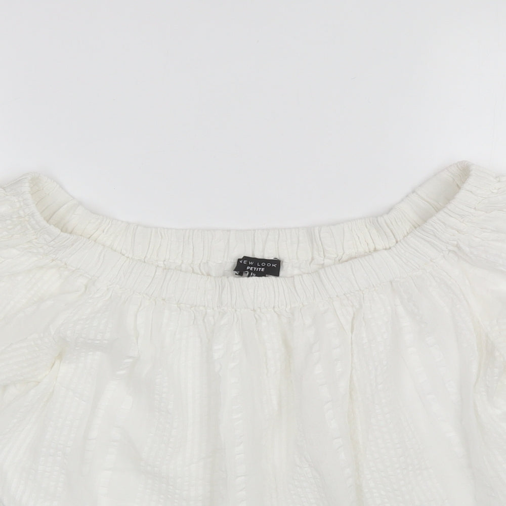New Look Womens White  Cotton Basic Blouse Size 12 Off the Shoulder