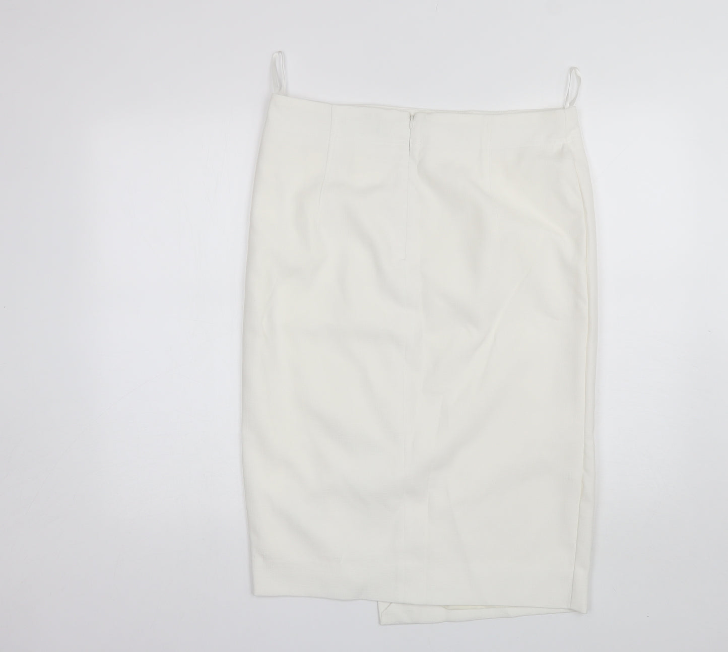 Marks and Spencer Womens White  Polyester Straight & Pencil Skirt Size 14
