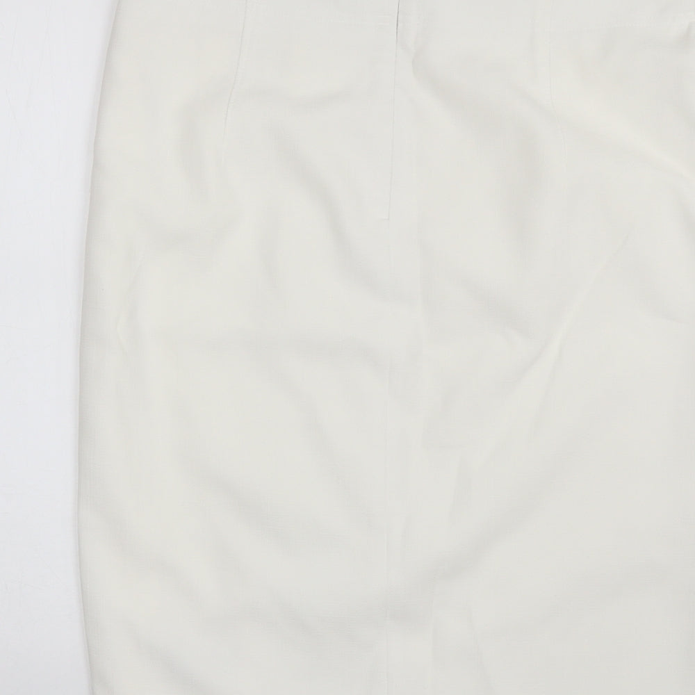 Marks and Spencer Womens White  Polyester Straight & Pencil Skirt Size 14