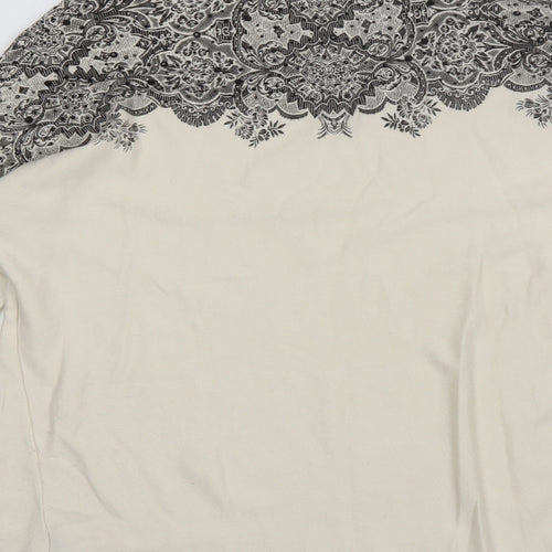 LAUREN VIDAL Womens White Round Neck  Nylon Pullover Jumper Size XS