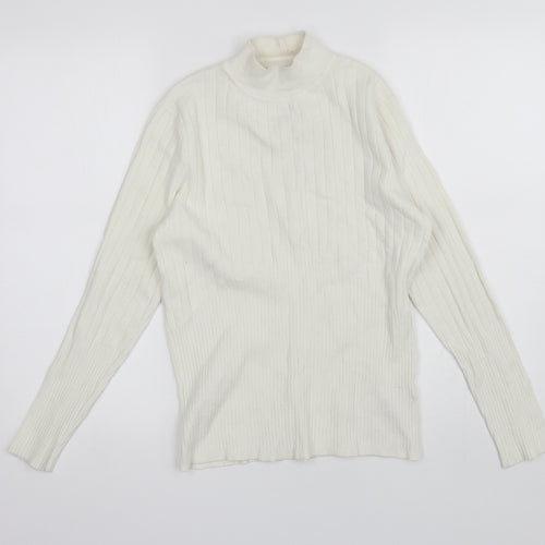 Marks and Spencer Womens White Mock Neck  Viscose Pullover Jumper Size 12