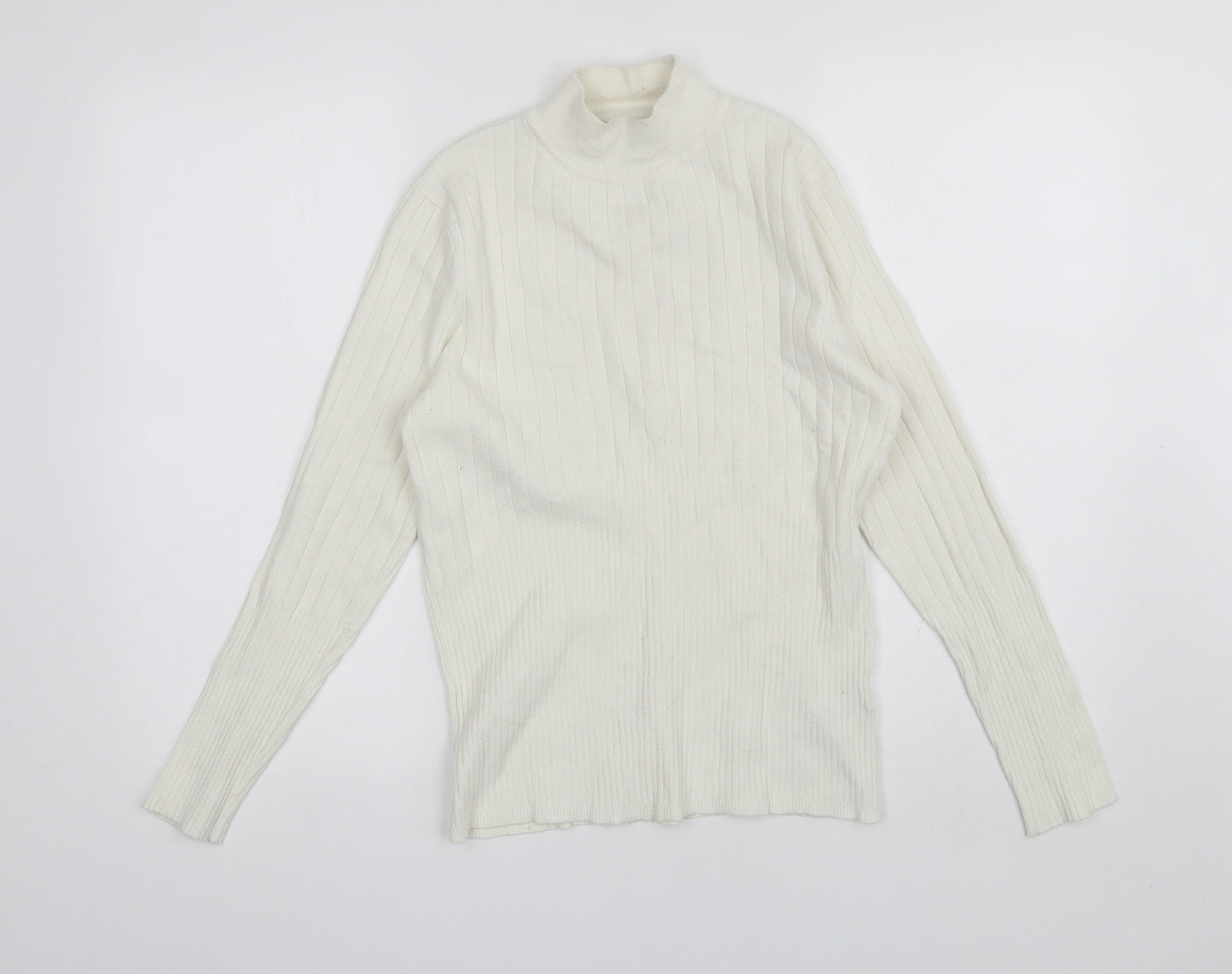 Marks and Spencer Womens White Mock Neck  Viscose Pullover Jumper Size 12