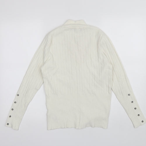 Marks and Spencer Womens White Mock Neck  Viscose Pullover Jumper Size 12