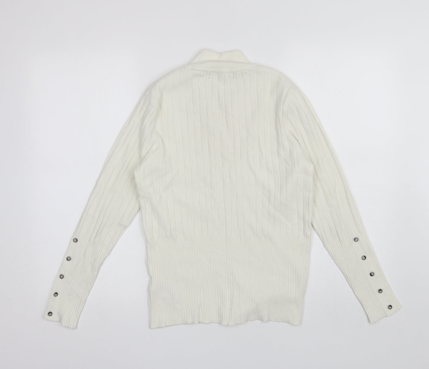 Marks and Spencer Womens White Mock Neck  Viscose Pullover Jumper Size 12