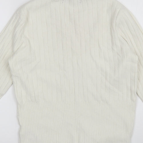 Marks and Spencer Womens White Mock Neck  Viscose Pullover Jumper Size 12
