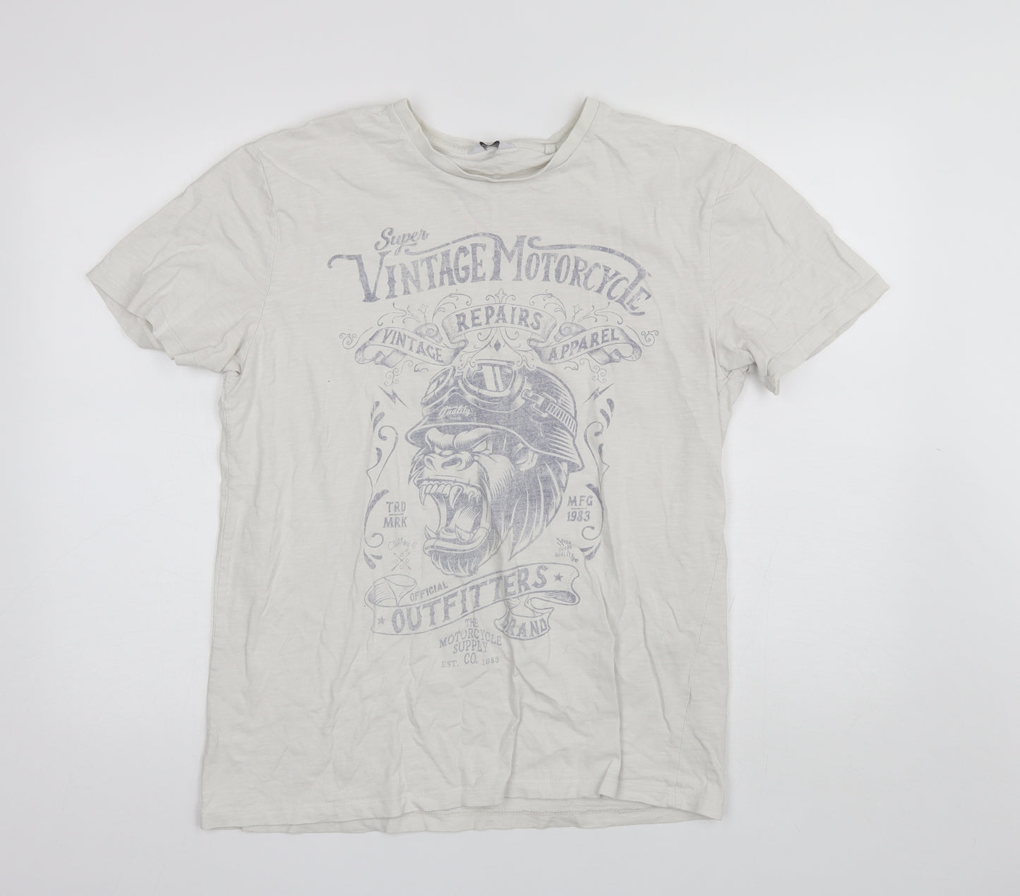 NEXT Mens White  Cotton  T-Shirt Size L Round Neck