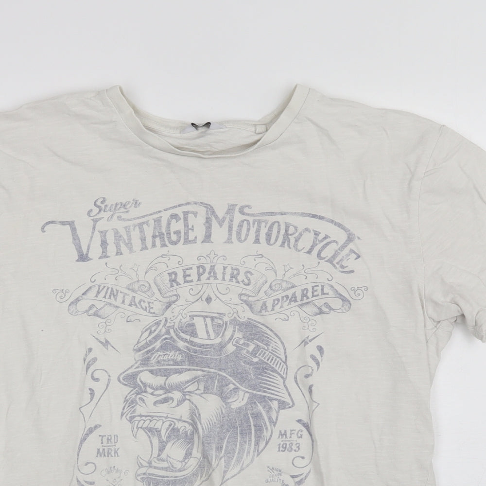 NEXT Mens White  Cotton  T-Shirt Size L Round Neck