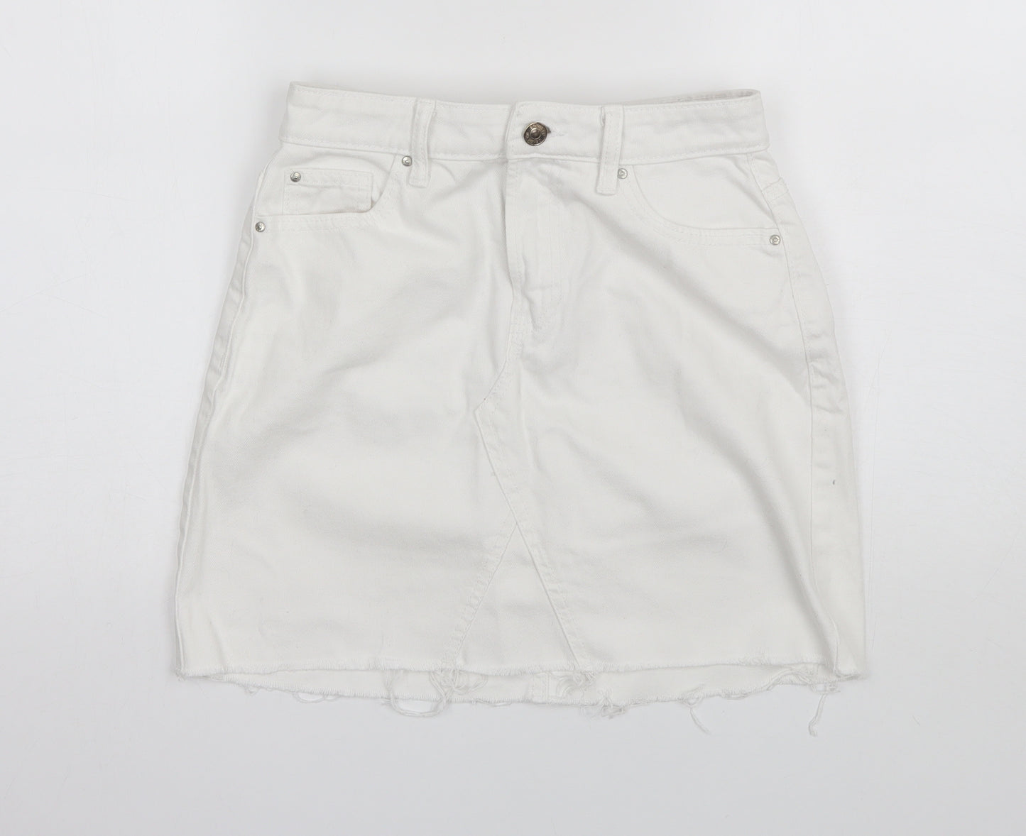 Denim & Co. Womens White  Cotton Mini Skirt Size 8