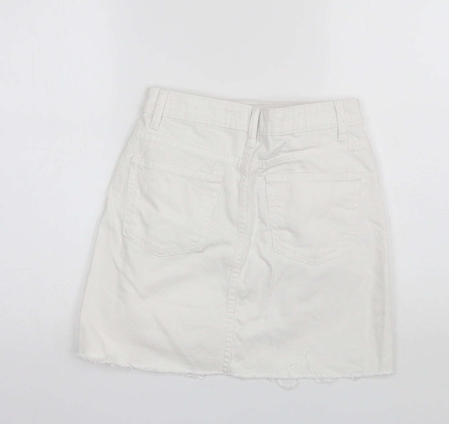Denim & Co. Womens White  Cotton Mini Skirt Size 8