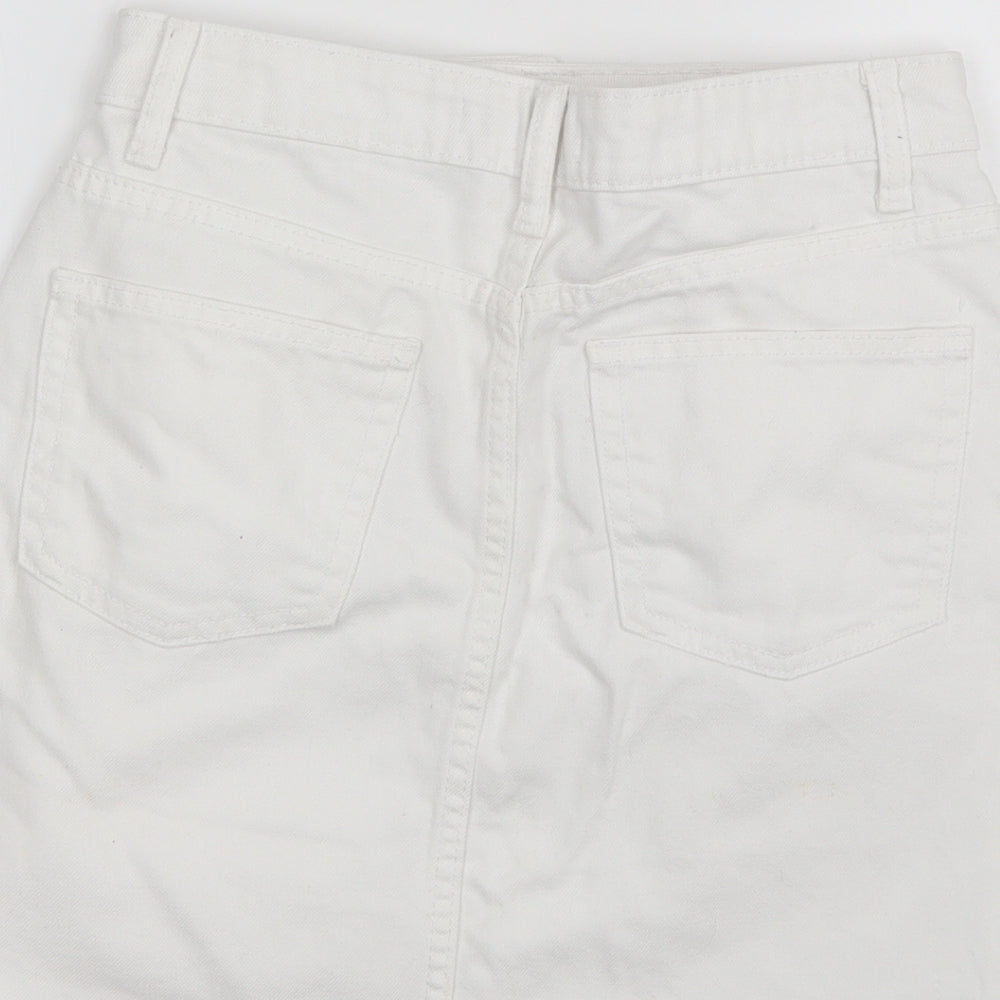 Denim & Co. Womens White  Cotton Mini Skirt Size 8