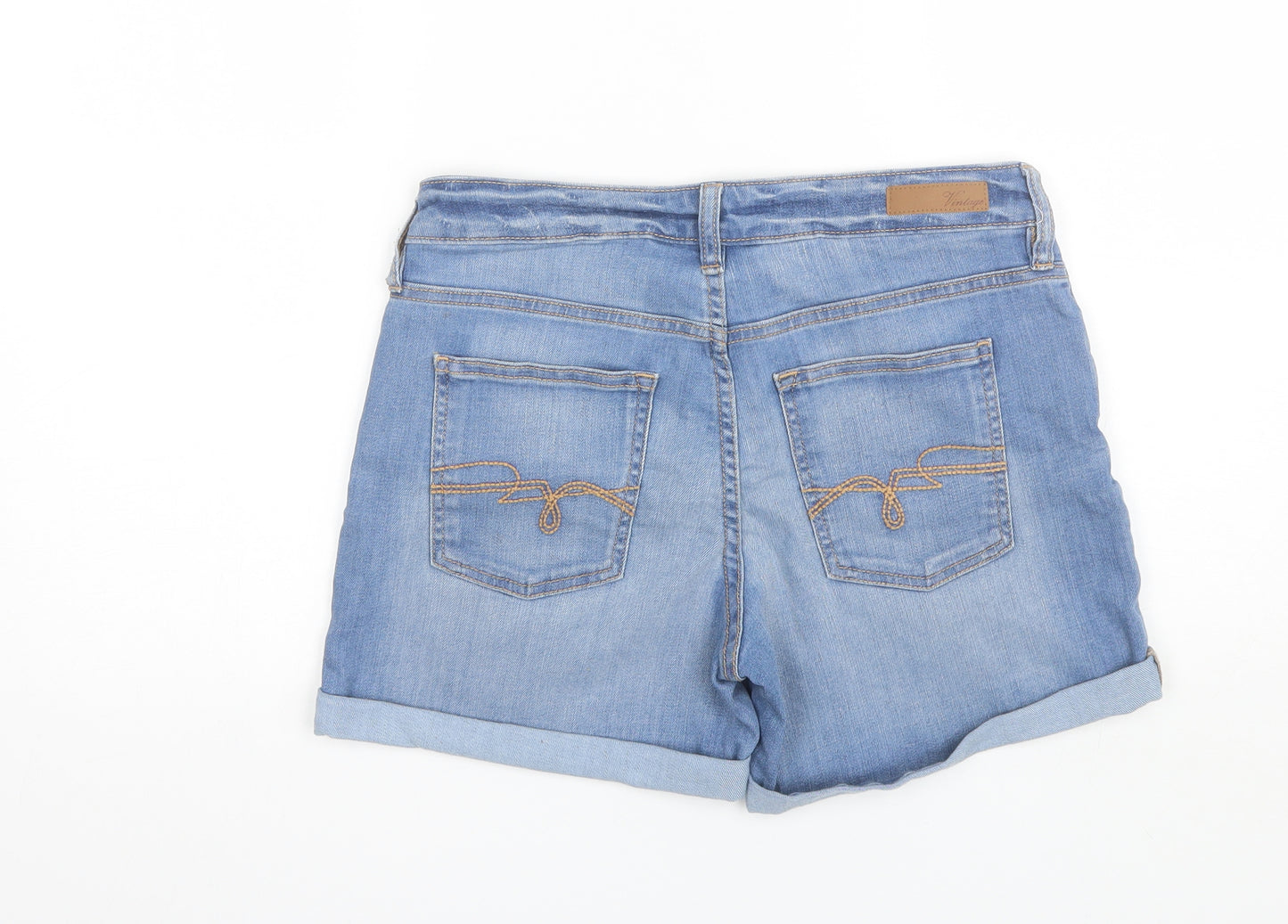F&F Womens Blue  Cotton Hot Pants Shorts Size 10 L4 in Regular