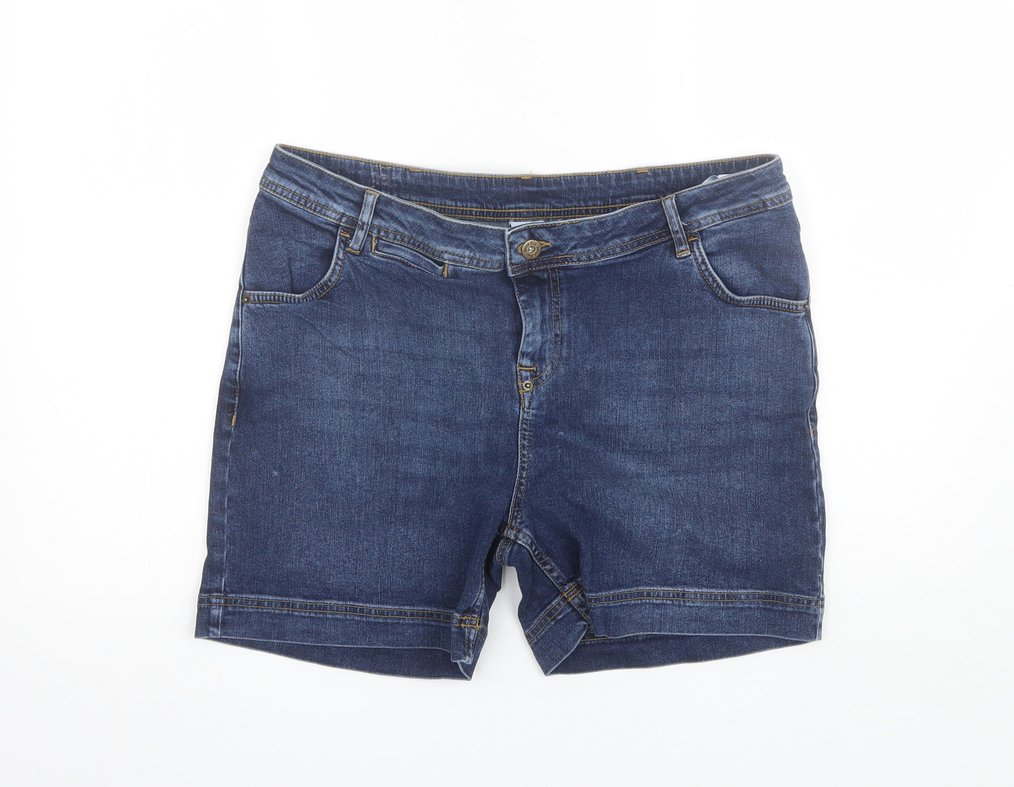 Weird Fish Womens Blue  Cotton Cut-Off Shorts Size 16 L6 in Regular