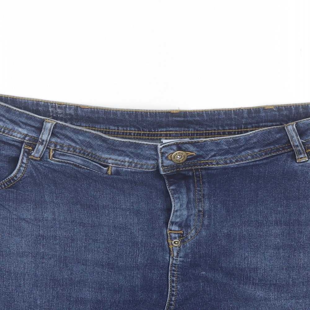 Weird Fish Womens Blue  Cotton Cut-Off Shorts Size 16 L6 in Regular