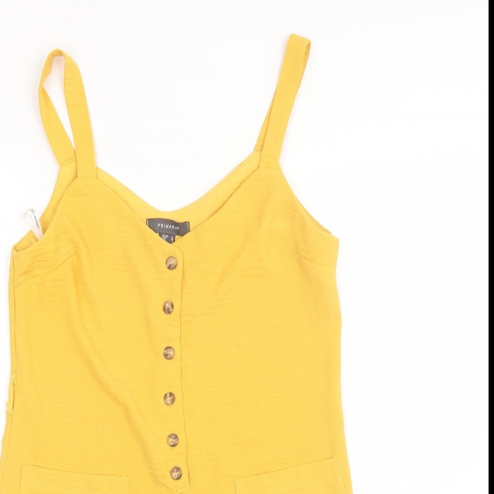 Primark Womens Yellow  Polyester Playsuit One-Piece Size 12