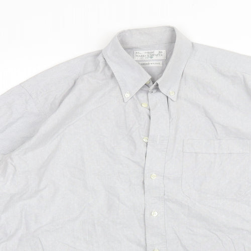 Marks and Spencer Mens Grey  Cotton  Dress Shirt Size 16 Collared