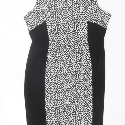 George Womens Black Animal Print Cotton Shift  Size 16  V-Neck