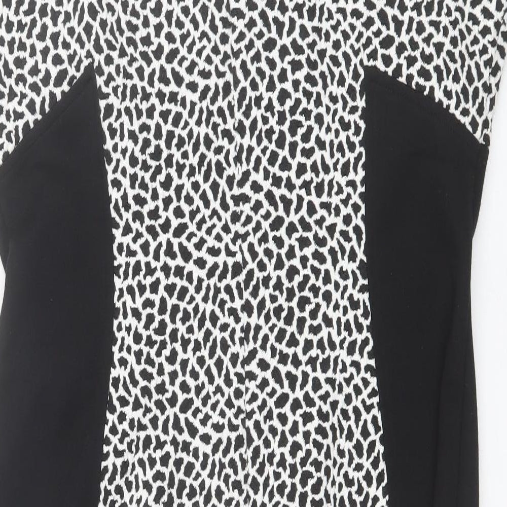 George Womens Black Animal Print Cotton Shift  Size 16  V-Neck