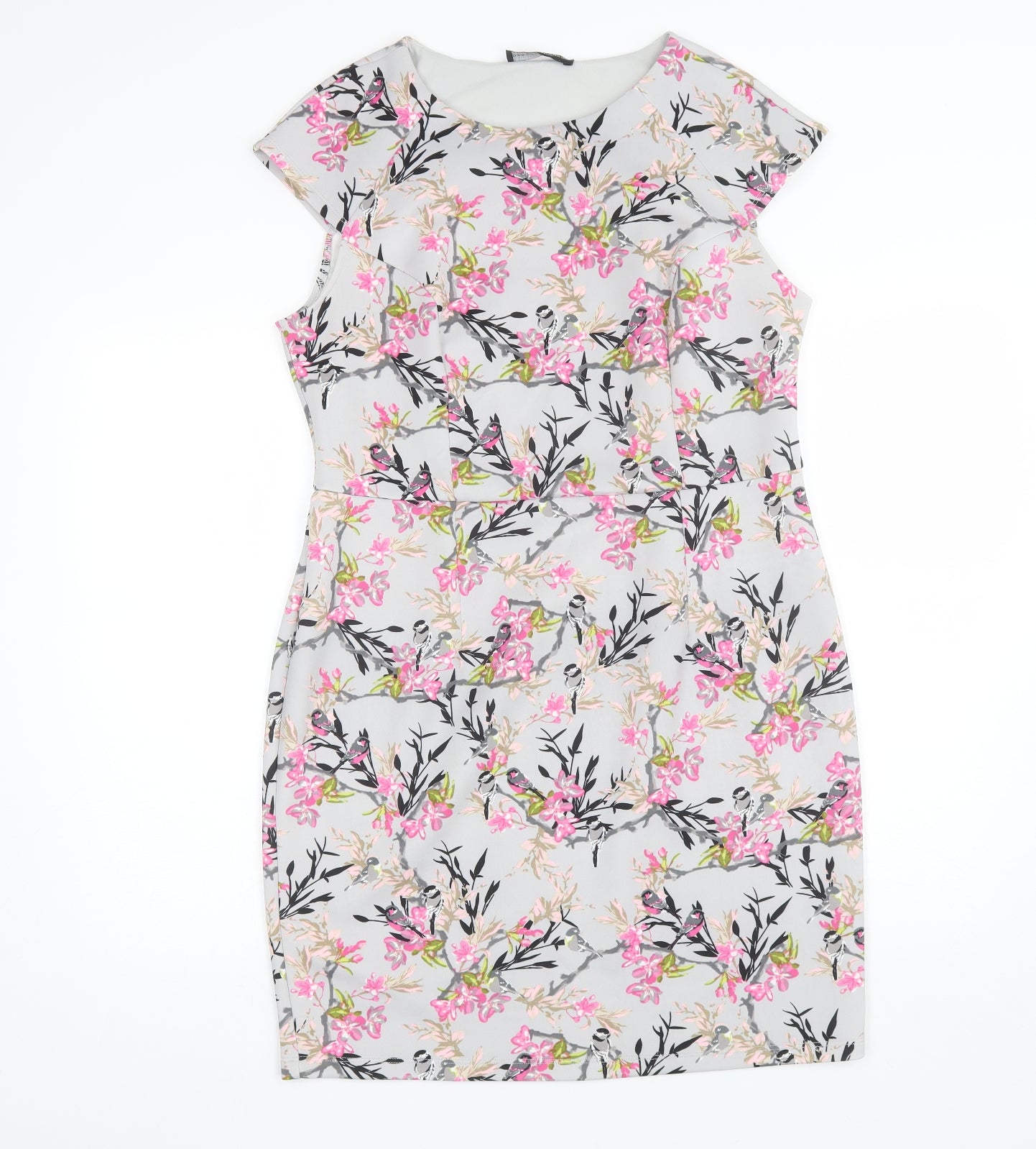 Dorothy Perkins Womens Grey Floral Polyester Shift  Size 16  Round Neck