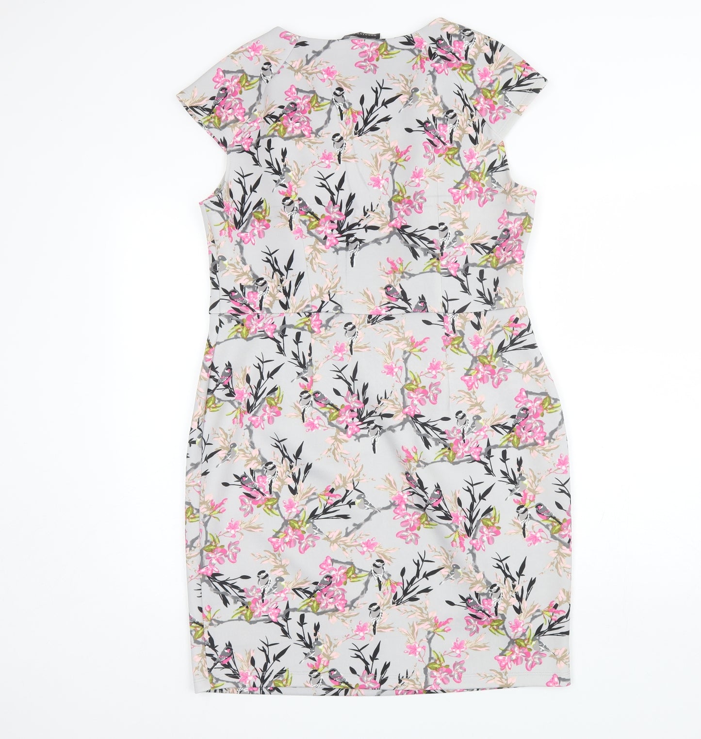 Dorothy Perkins Womens Grey Floral Polyester Shift  Size 16  Round Neck