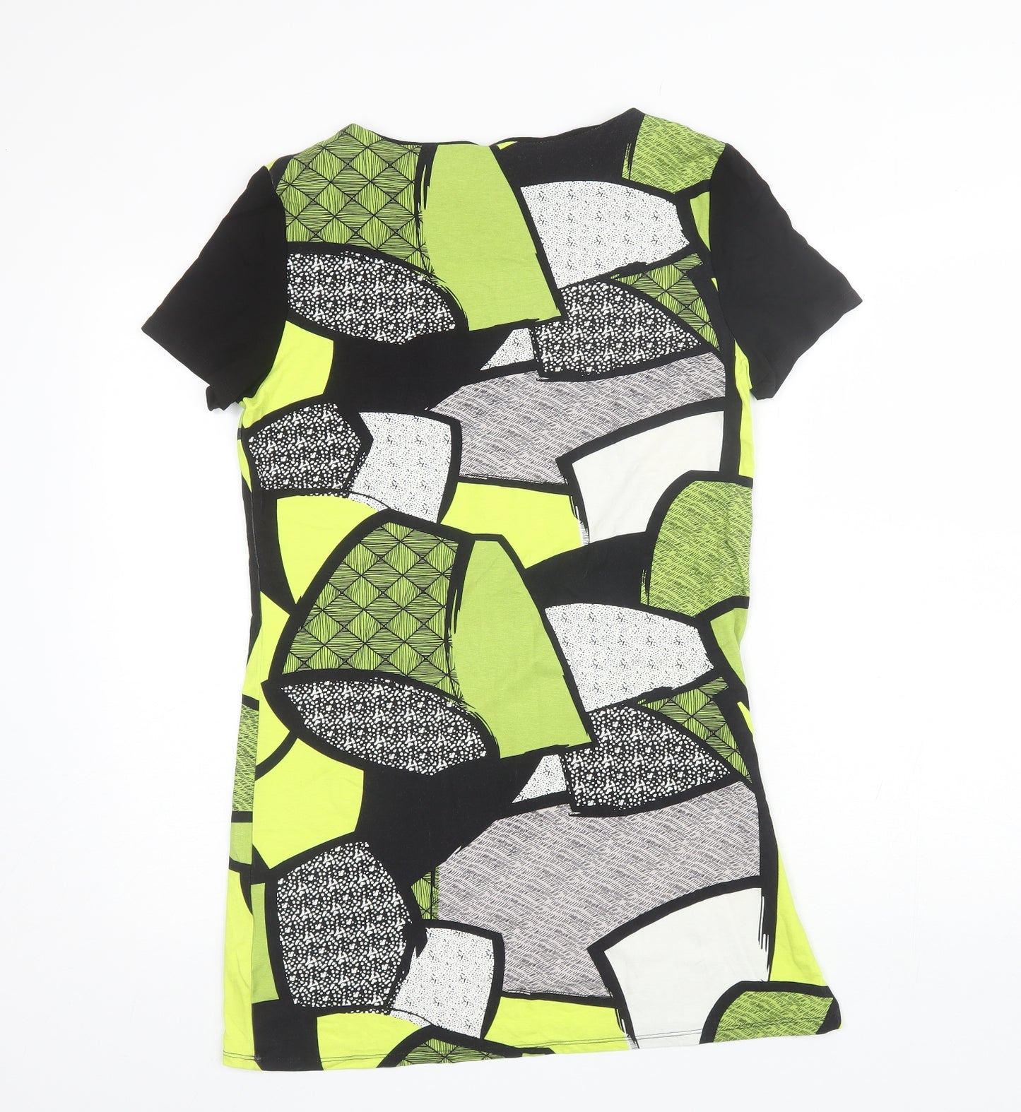Micha Womens Green Geometric Viscose Shift  Size M  Round Neck