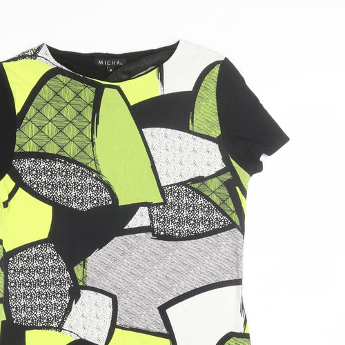 Micha Womens Green Geometric Viscose Shift  Size M  Round Neck