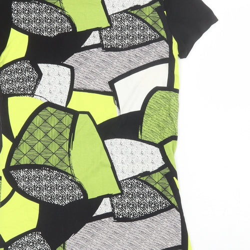 Micha Womens Green Geometric Viscose Shift  Size M  Round Neck