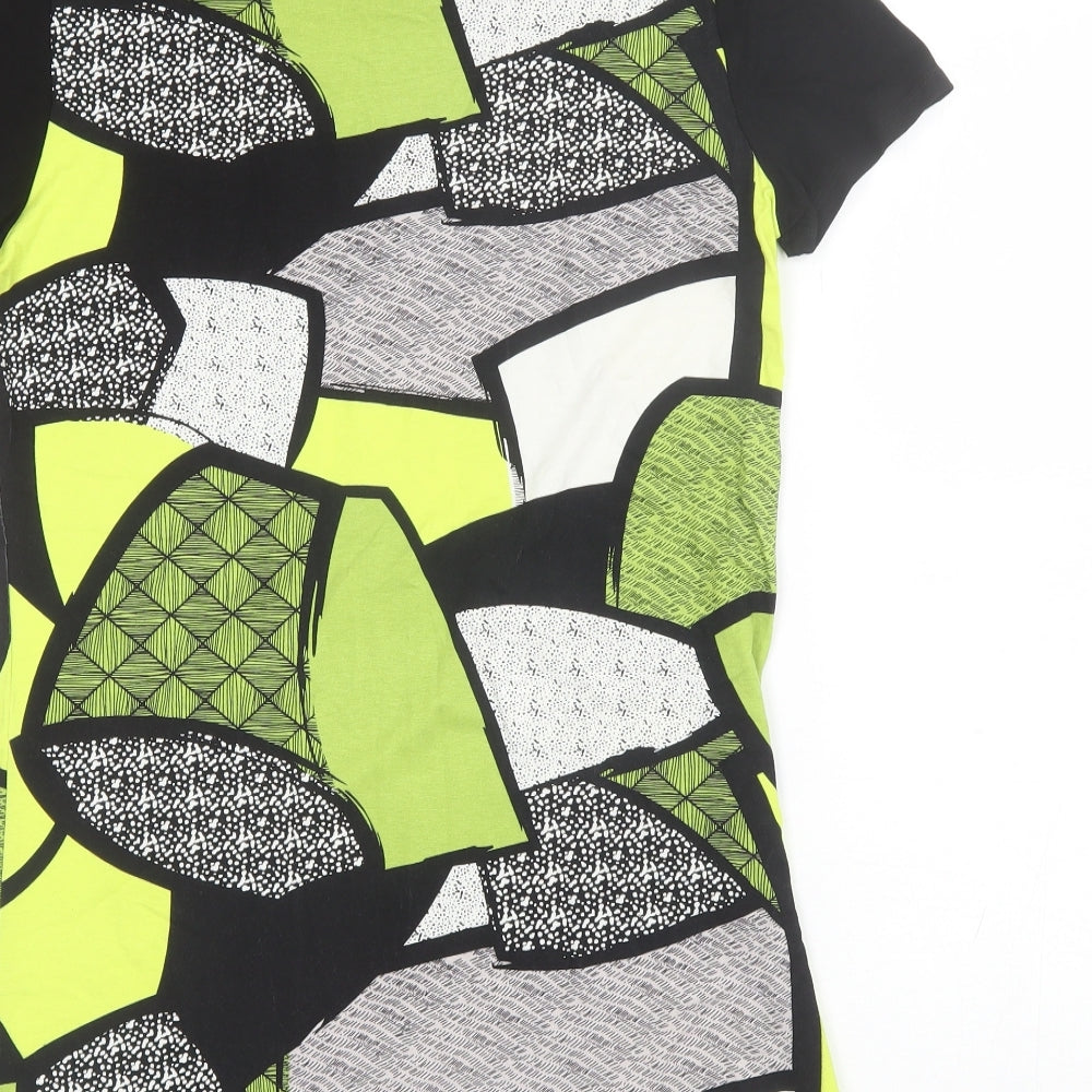 Micha Womens Green Geometric Viscose Shift  Size M  Round Neck