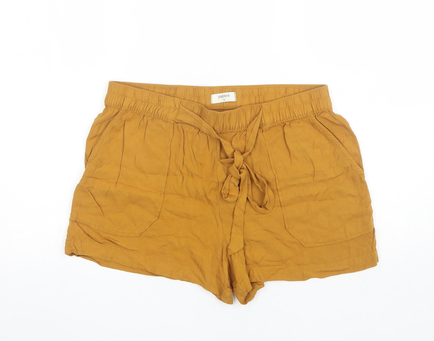 Papaya Womens Gold  Viscose Culotte Shorts Size 12 L3 in Regular