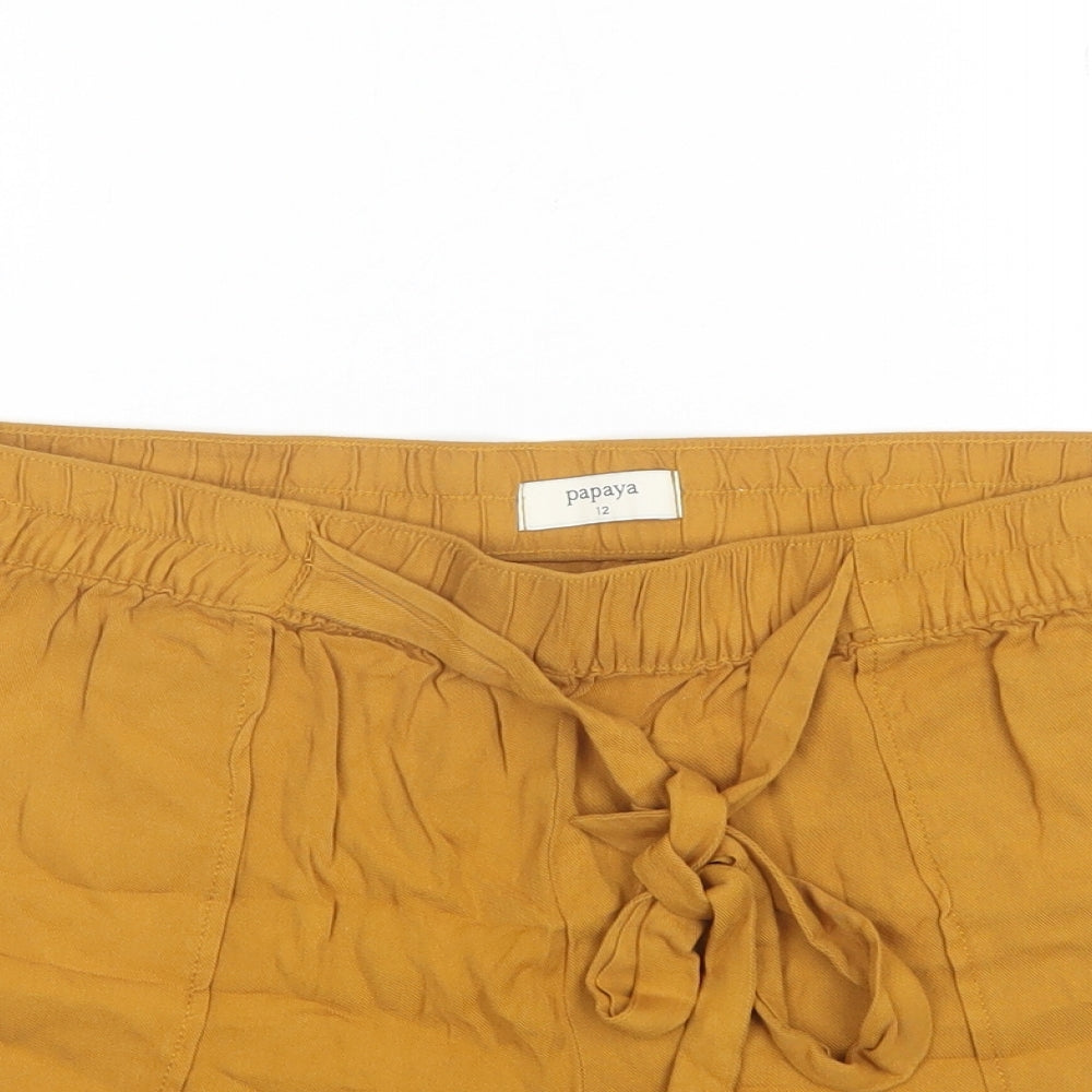 Papaya Womens Gold  Viscose Culotte Shorts Size 12 L3 in Regular