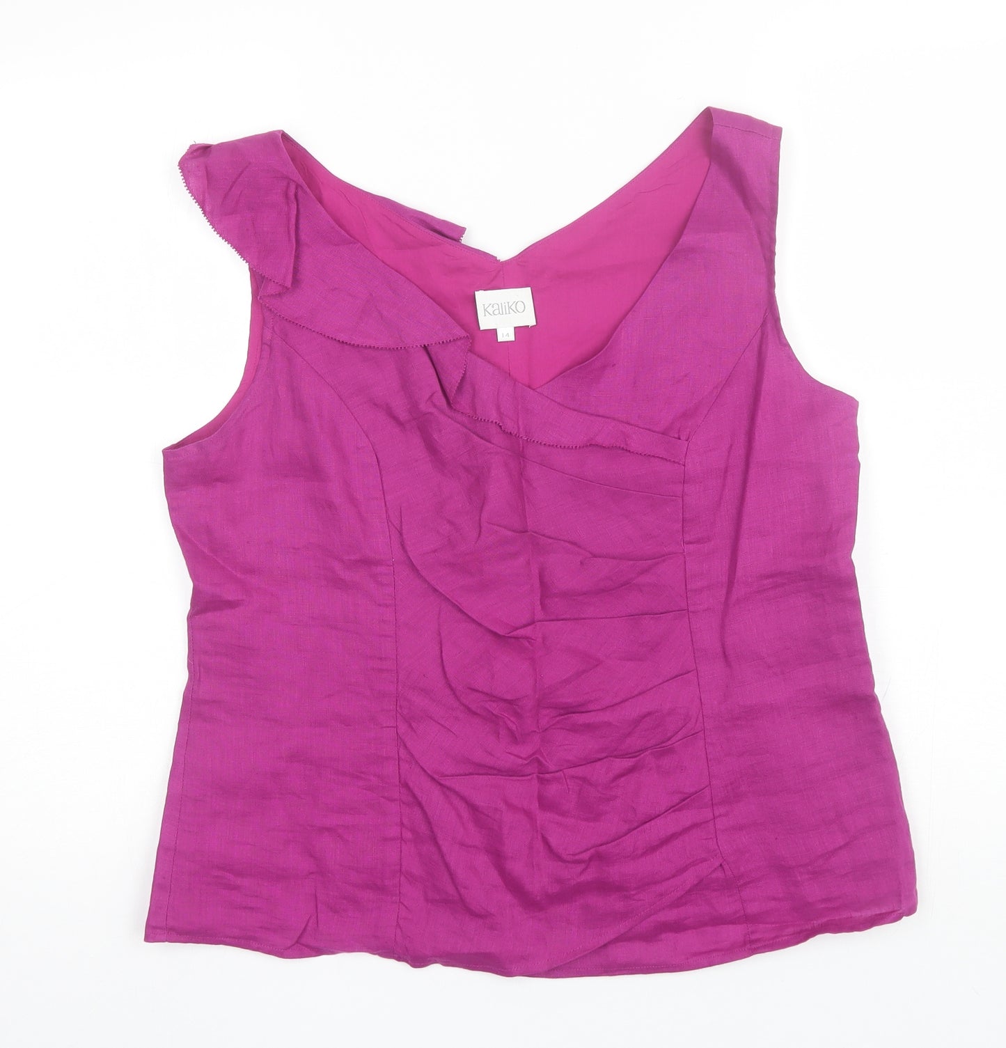Kaliko Womens Purple  Cotton Basic Blouse Size 14 V-Neck