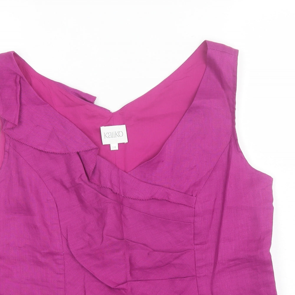 Kaliko Womens Purple  Cotton Basic Blouse Size 14 V-Neck