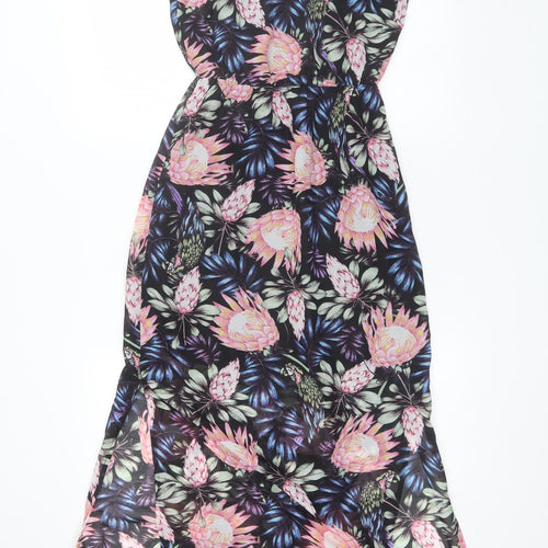 Divided Womens Black Floral Polyester Maxi  Size 4  V-Neck