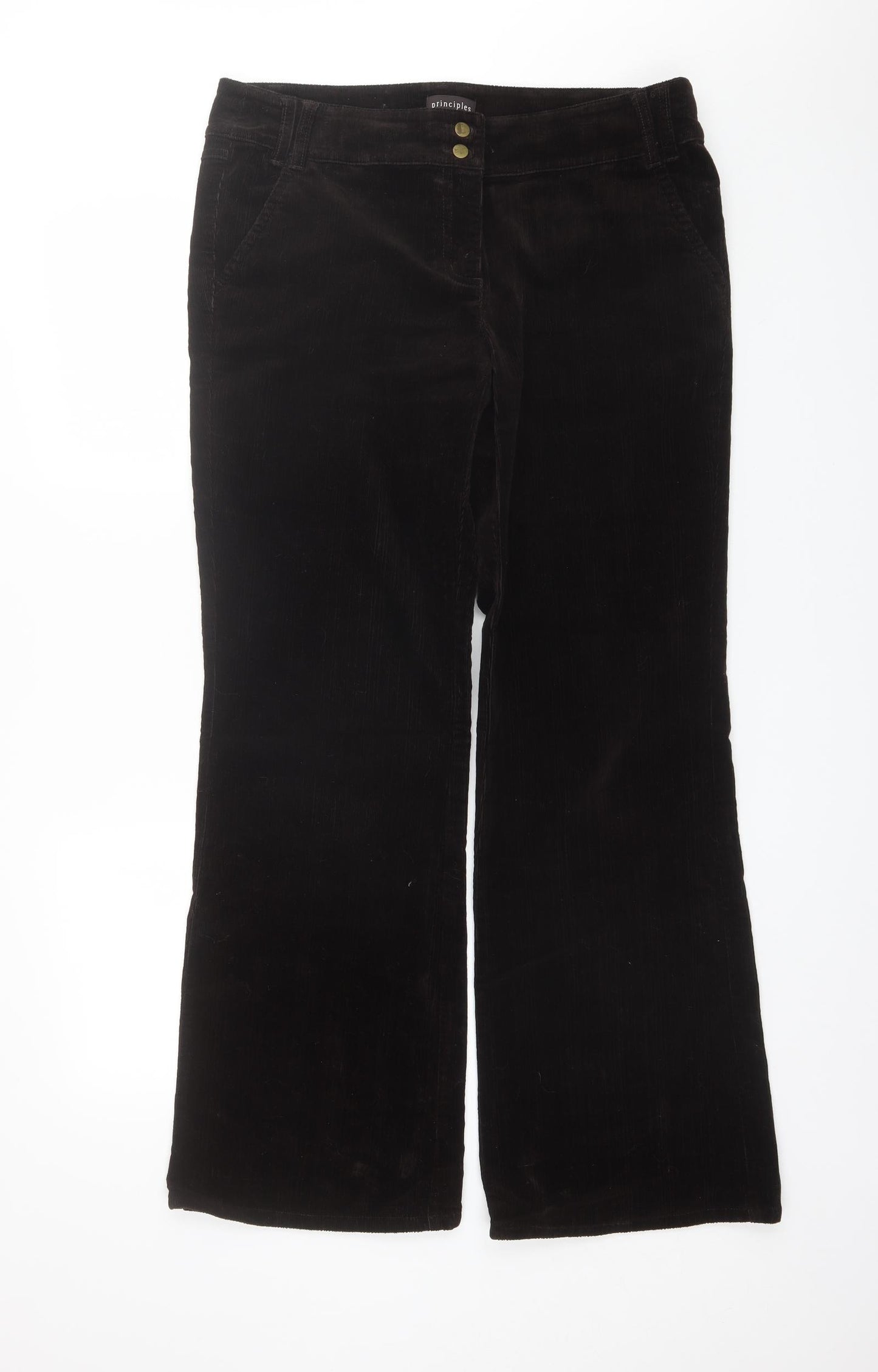 Principeles Womens Brown  Cotton Trousers  Size 14 L32 in Regular